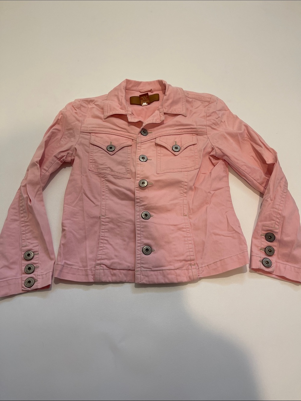 Christopher Blue Pink Cropped Denim Jacket